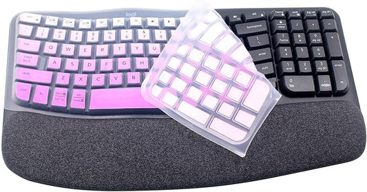 Ultra Thin Desktop PC Silicone Keyboard Cover Skin Protector Compatible with Logitech Wave Keys MK670 Wireless Keyboard, 2023 Logitech Wave Keys Wireless Keyboard Skin (Gradient Purple)