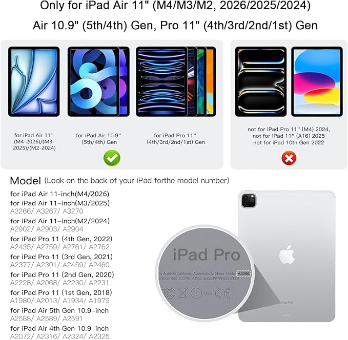 for iPad Air 11 inch Case with Keyboard (M4/M3/M2, 2026/2025/2024), iPad Pro 11 (4th/3rd/2nd/1st Gen) & Air 5/4th Magic Keyboard Case, 11 Colors Backlit, Multi-Touch Trackpad, Blue
