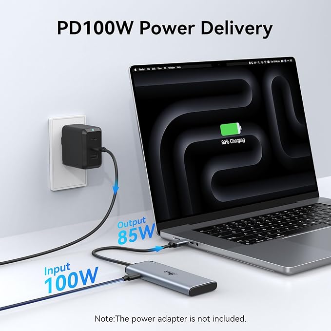 LIONWEI USB C Splitter Dual Monitors for MacBook Pro, 2USB-C Video Output 4K@60Hz, 10Gbps Data Transfer, 100W PD Charging, Dual Monitor Adapter Dongle for USB C Monitor, Windows, MacBook Pro/Air