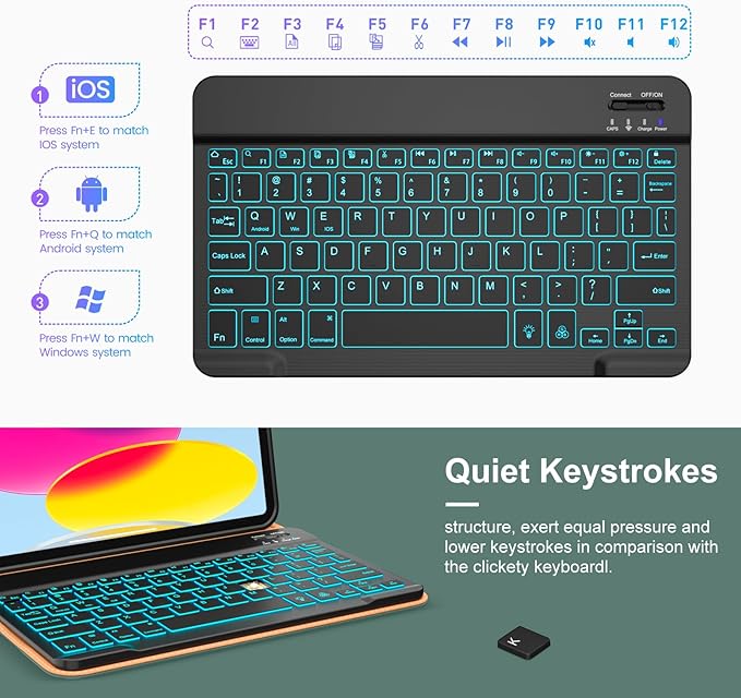 VIKESI Keyboard Case for iPad (A16,2025) 11th Generation/iPad 10th Generation Case (10.9" 2022),Premium Leather Smart Cover,Built-in Breathing Light,Function Row,Pencil Holder,Card Slots - Green
