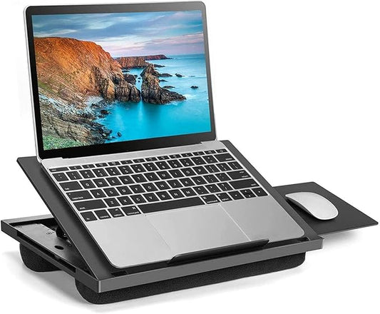 HUANUO Adjustable Lap Desk - with 6 Adjustable Angles, Detachable Mouse Pad, & Dual Cushions Laptop Stand for Car Laptop Desk, Work Table, Lap Writing Board & Drawing Desk on Sofa or Bed