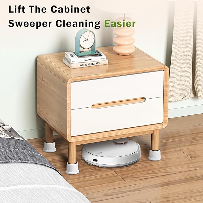 1.6-2.6 Inch Adjustable Bed Risers, Durable ABS & Anti Slip Bed Stoppers for Headboard, Suitable for Small Furniture Risers, Such As Table Risers, Chair Risers, Desk Leg Riser, White 4 Pack