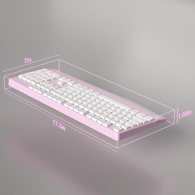Wireless Bluetooth Keyboard, Ergonomic Wireless Keyboard with Wrist Rest, 2.4GHz & Bluetooth Dual-Mode Compatibility for PC, Laptop, Windows, Mac, and More (White Pink)