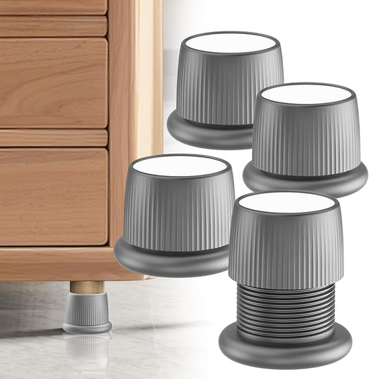 1.6-2.6 Inch Adjustable Bed Risers, Durable ABS & Anti Slip Bed Stoppers for Headboard, Suitable for Small Furniture Risers, Such As Table Risers, Chair Risers, Desk Leg Riser, Gray 4 Pack