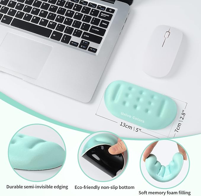 UnivoColors Turquoise Green Superfine Memory Foam Wrist Rest Soft Gel Ergonomic Mouse Pad Wrist Support for Mouse, Gaming, Computer, Laptop, Office