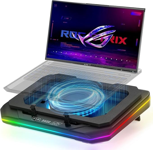 Cooling Pad for Asus ROG Strix G17 G713 G713QM G713RC G713QR Gaming Laptop Cooler with Powerful Turbo Cooling Fan Can Fast Cooling CPU+GPU 40°C, Variable Speed,6 RGB Light, 3 USB-A