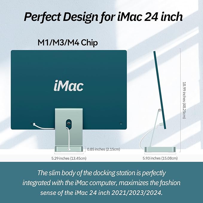 USB C Hub for iMac 24 inch 2021/2023/2024, Minisopuru iMac Hub Support M.2 NVMe SSD, iMac Accessories for iMac M1/M3/M4, iMac Adapter with USB A/C 10Gbps, SD/TF, M.2 SSD (Not Included), Green