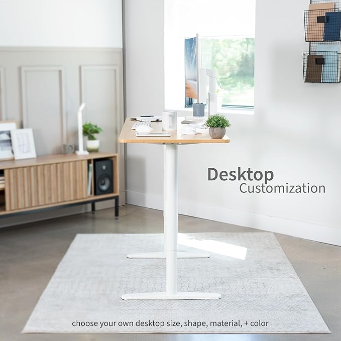 VIVO Electric Single Motor Standing Desk Frame for 41 to 74 in Table Tops, Memory Height Adjustment, Frame Only, White, DESK-E151EW