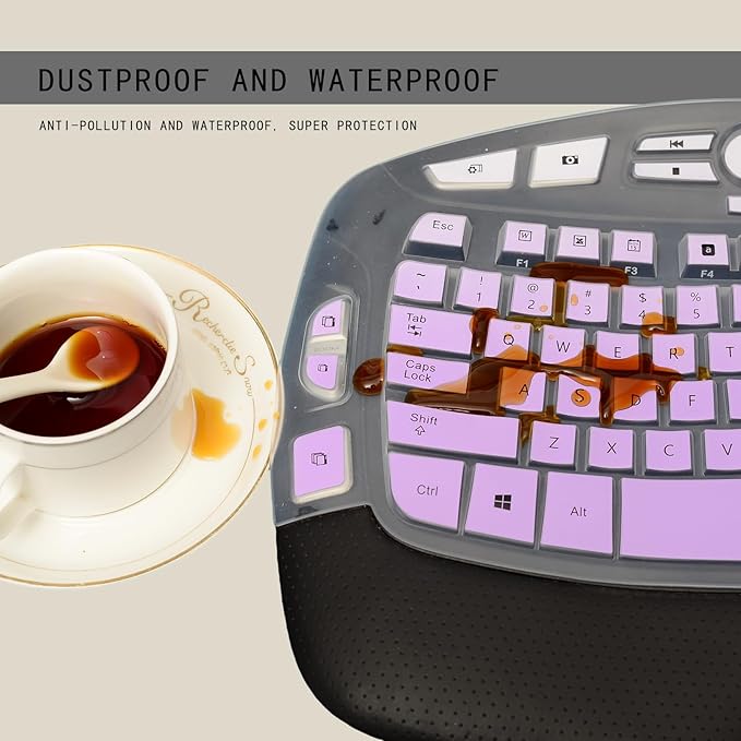 Keyboard Cover for Logitech K350 MK550 MK570 Wireless Wave Keyboard,Waterproof Silicone Keyboard Protector Skin for Logitech K350 MK550 MK570 Keyboard Protective Accessories(Gradient Purple)