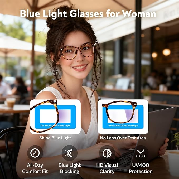 Blue Light Glasses for Woman Men | 99% Blue Light Blocking Glasses | Computer Glassess | Gaming | TV Phone Screen Reader Square Frame | Anti Eyestrain & UV Glare,4 Pack