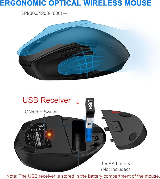 Wireless Keyboard and Mouse Combo, Full Size Ergonomic Keyboard with Palm Rest, Comfortable Natural Typing, 2.4G Lag-Free, Sleep Mode, 3 Level DPI Computer Mouse Keyboard for Laptop, Desktop, Windows