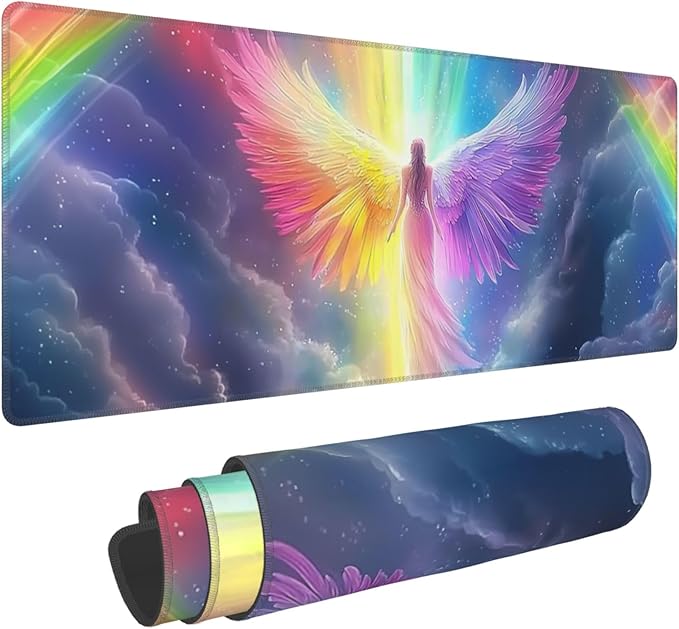 Anime Angel Desk Mat Large Gaming Mouse Pad Anime Angel Extended Mousepad Big in Laptop Computer Mouse Keyboard Mat for Office Desk Decor 31.5x12 in