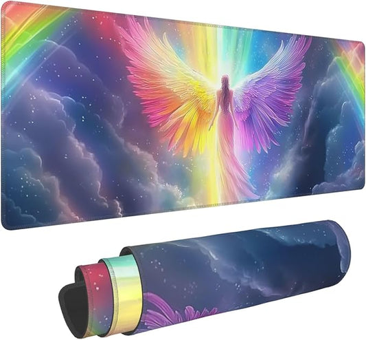 Anime Angel Desk Mat Large Gaming Mouse Pad Anime Angel Extended Mousepad Big in Laptop Computer Mouse Keyboard Mat for Office Desk Decor 31.5x12 in