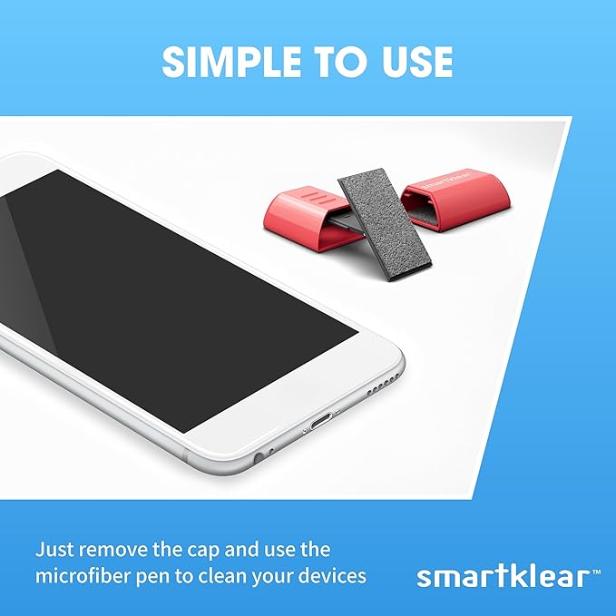 CarbonKlean SmartKlear Smart Phone Screen Cleaner - Compatible with iPhones, Androids, and More - Cleaner with Carbon Microfiber Tech-Injected Pink-1 Count (Pack of 1)