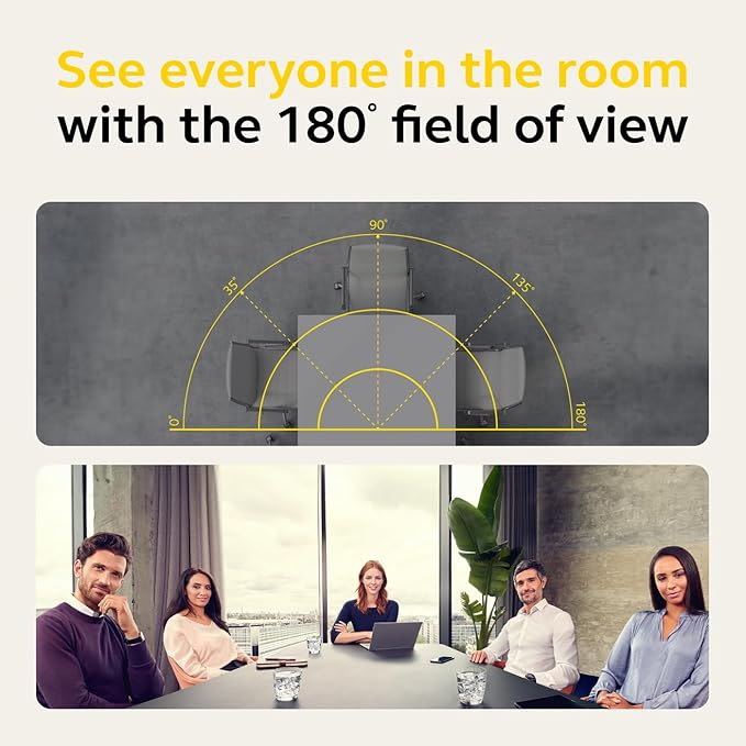 Jabra PanaCast 50 – Intelligent 180° Panoramic-4K Meeting Room Video Camera – Inclusive Video Conferencing Camera with Full Coverage, Easy to Set-Up Wide Angle Webcam with Microphones - Black
