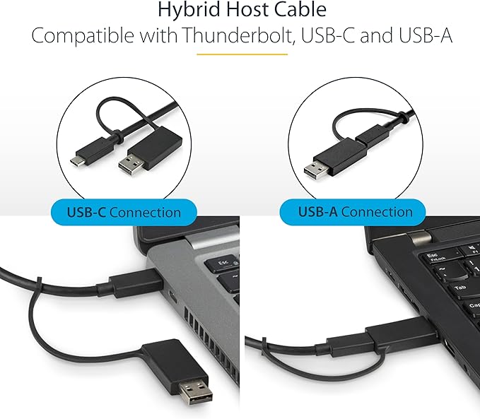 StarTech.com Universal Laptop Docking Station, Hybrid USB-C/USB-A Dock, Dual 4K DP/HDMI, 100W PD, Mac/Windows/Chrome OS, NIC