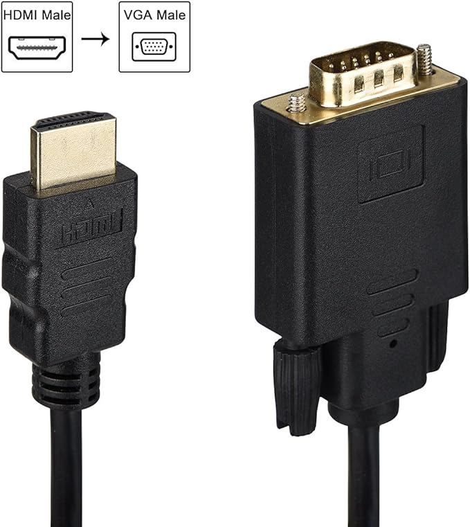 HDMI to VGA Cable Gold-plated 1080P HDMI Male to VGA Male Active Video Adapter Converter Cord (3 Feet/1 Meter)