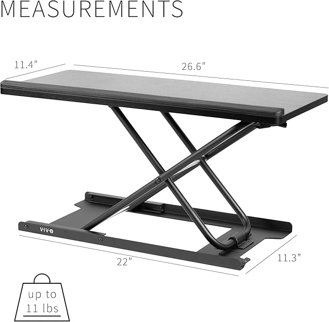 VIVO Black Single Top 27 inch Heavy-Duty Scissors Lift Keyboard and Mouse Riser, Designed for Ergonomic Sit Stand Workstations, DESK-V000P