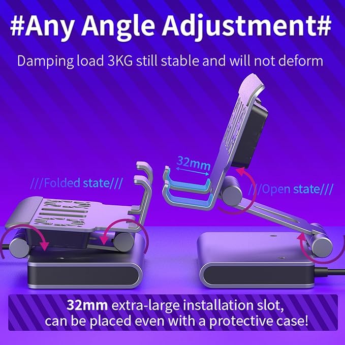 Fans Docking Station for Steam Deck/ROG Ally X/Legion Go/Claw, 6-in-1 Adjustable Stand Steam Deck Dock with HDMI 4K@60Hz, 1000Mbps Ethernet, 3* USB-A 3.0 and Fast Charging for Steam Deck OLED