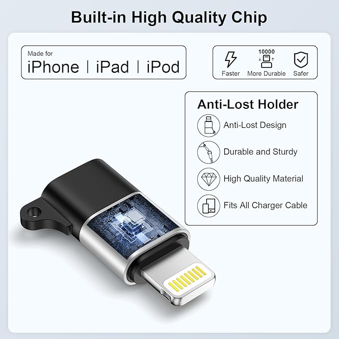 4 Pack [Apple MFi Certified] USB C to Lightning Adapter for iPhone 14 13 12 11 X XR XS SE 8 7 6 5 AirPods, Lightning to USB Type C Adapter Cable Adaptor PD Fast Charging & Data Sync, NOT for Audio/OTG
