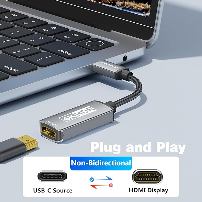 2 Pack USB C to HDMI Adapter (4K 60Hz), USB Type C to HDMI Cable Adapter [Thunderbolt 3/4/5 High Speeds] Converter Compatible with iPhone 15/16, MacBook Pro/Air, iPad, Galaxy S24/S23