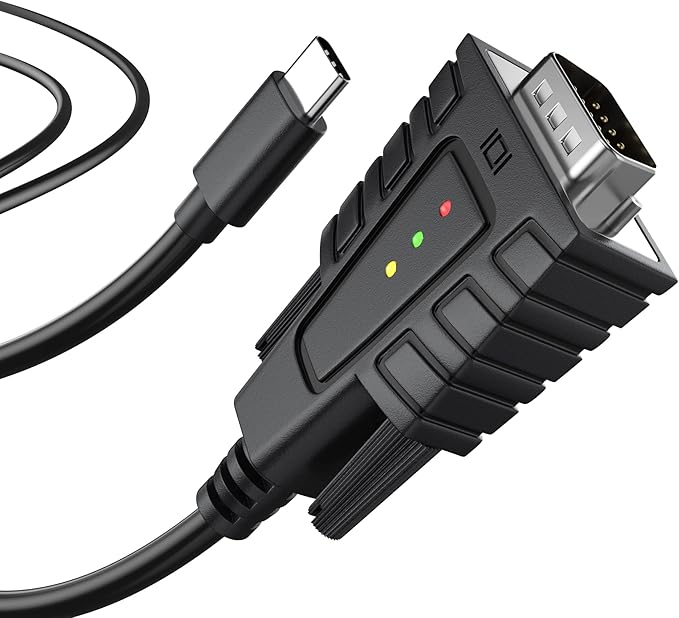 DriverGenius SerialEdgeX Series | USB-C to RS232 (DB9) Adapter with 3 LED Indicators (TX, RX, PWR), Compatible with Windows 11 and macOS 15 【USB232A-B-C, 2-Pack】