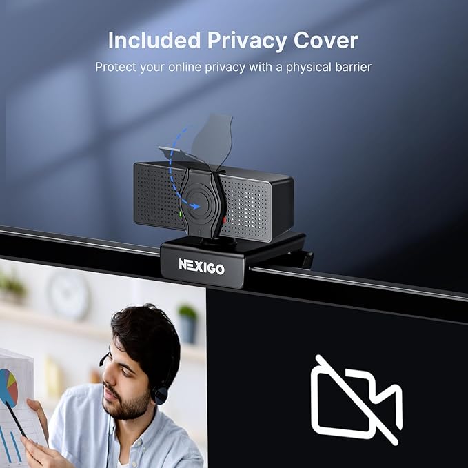 NexiGo N60 Pro 4K Webcam for PC, 4K UHD Sony Sensor, Autofocus, 1080p 60 fps, Noise-Canceling Mics, Privacy Cover, Distortion-Free Lens, 4X Digital Zoom, Works with Switch 2/Zoom/Teams/Google Meet