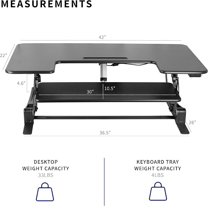 VIVO 42 inch Electric Height Adjustable Stand Up Desk Converter, VE Series, Sit to Stand Tabletop Dual Monitor Riser with USB Port, Black, DESK-V000VLE