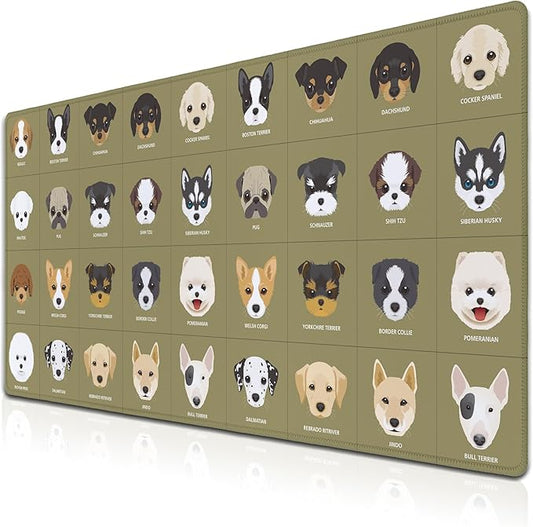 Gaming Mat Cartoon Puppy Dogs Cute Desk Mat, Large Desk Pads Keyboard Mouse Pad, Computer Desk Mat Non-Slip Rubber Base Waterproof with Stitched Edges, 35.4" X 15.7" for Work/Game/Office/Home
