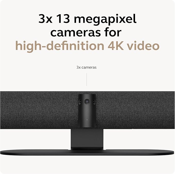 Jabra PanaCast 50 Video Bar System - All-in-one Meeting Room Solution, Audio bar, 180° Full-Room Webcam, Intelligent AI-Enabled Features, and PanaCast Control Touchscreen - All Platforms - Black