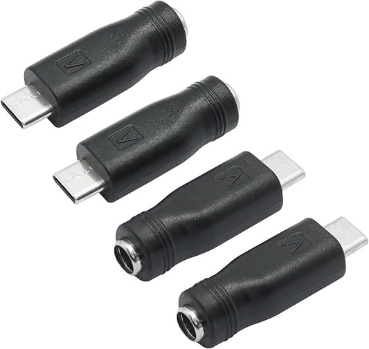 DC 5.5mm x 2.1mm to USB C Adapter, 5V DC 5521 Female to USB Type C Male Plug Convert Connector Power (4Pcs)
