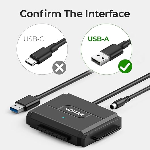 Unitek SATA/IDE to USB 3.0 Adapter, IDE Hard Drive Adapter for Universal 2.5"/3.5" Inch IDE and SATA External HDD/SSD with 12V 2A Power Adapter, Support 10TB