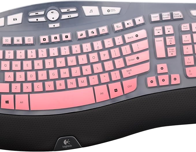 Keyboard Cover for Logitech K350 Wireless Wave & MK570 MK550 Wireless Keyboard, Logitech K350 MK550 MK570 Keyboard Accessories Protective Skin-Rainbow