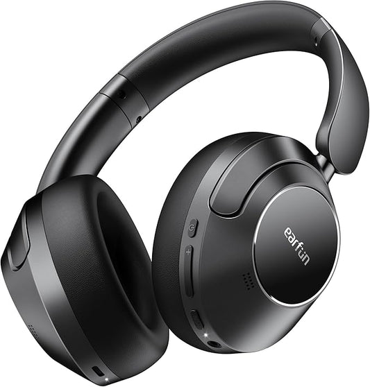 EarFun Wave Pro Active Noise Canceling Headphones, Wireless Over Ear Bluetooth Headphones, LDAC Hi-Res Sound, 5 Mics AI Clear Call, 80H Playtime, Multipoint Connection, Comfort Fit, Custom EQ via App