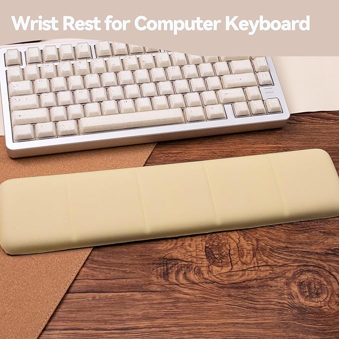 Memory Foam Keyboard Wrist Rest - Ergonomic Support for Laptop & Mac, Comfortable Wrist Pad for Pain Relief, Non-Slip Base, Typing & Gaming Cushion for Office, Home, 60% 75% 87 Key Keyboard Support