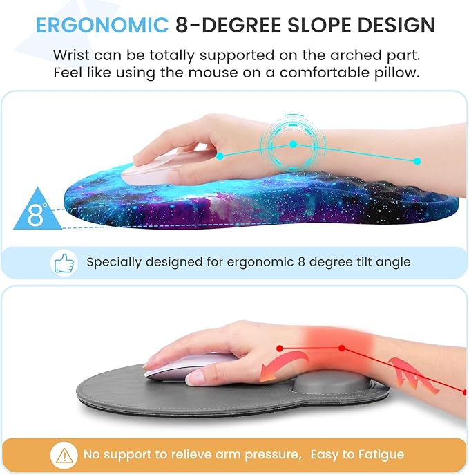 Desk Mat with Wrist Support, Desk Pad for Keyboard and Mouse, Purple Desk Mat, Keyboard Pad and Mouse Pad Combo, Carpal Tunnel Mousepad Gaming for Office, Galaxy Space Purple Nebula