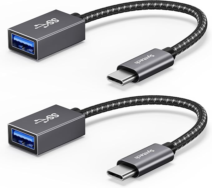 Syntech USB C to USB Adapter, 2 Pack USB C to USB 3, 10Gbps Type C, Thunderbolt 3 to USB Female Adapter OTG Cable Compatible with iPhone 17/16/15 Pro Max, iPad mini 6, MacBook Pro/Air/Neo, Space Gray