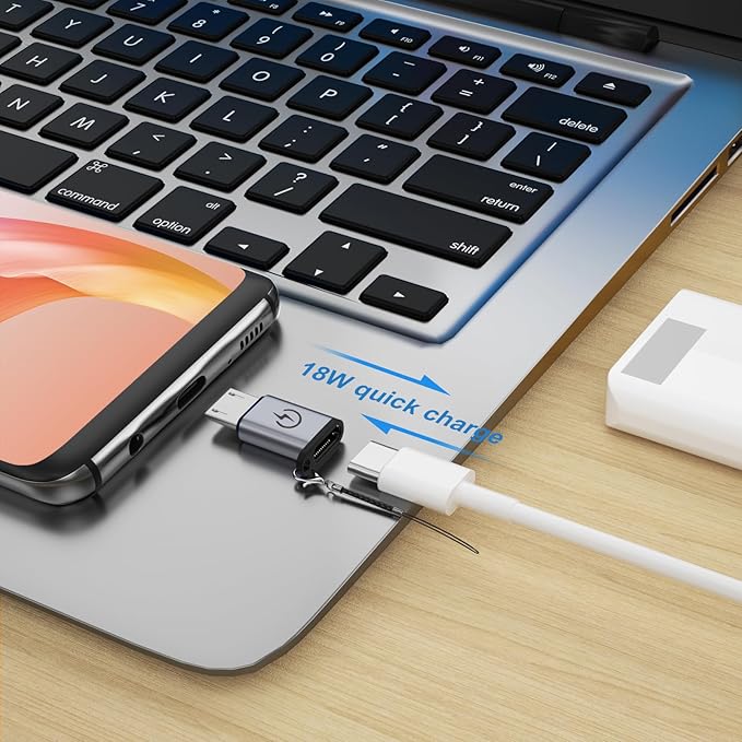USB C to Micro USB Adapter (4 Packs), ，Micro USB to Type-C Adapter，Supports 18W Fast Charging, Does not Support OTG Connection, Such as Headphones, External Hard Drives, Keyboards