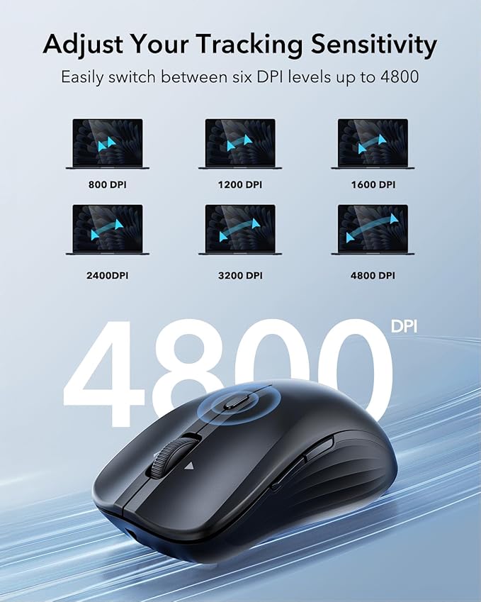 ESR MagMouse Snap-to-Carry Bluetooth Mouse, Rechargeable Wireless Mouse for Laptop with Built-in Charging Cable, Reusable Adhesive Holder, BT 5.0 + 2.4 GHz Connectivity, Silent, Ergonomic, Black