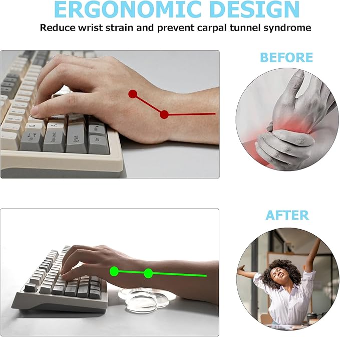 Gel Cloud Wrist Rest Keyboard, Cute Wrist Rest for Computer Keyboard, Ergonomic keyboard Wrist Rest and Soft Mouse Wrist Rest for Typing Pain Relief, Suitable for Office, Home, Computer, Gaming, Clear