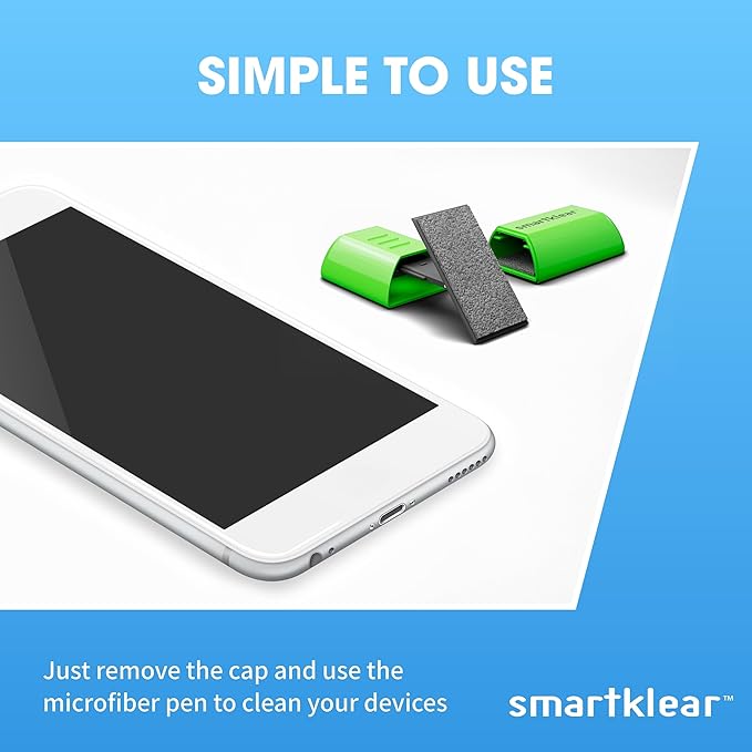 CarbonKlean SmartKlear Smart Phone Screen Cleaner - Compatible with iPhones, Androids, and More - Cleaner with Carbon Microfiber Tech-Lime Green-1 Count (Pack of 1)