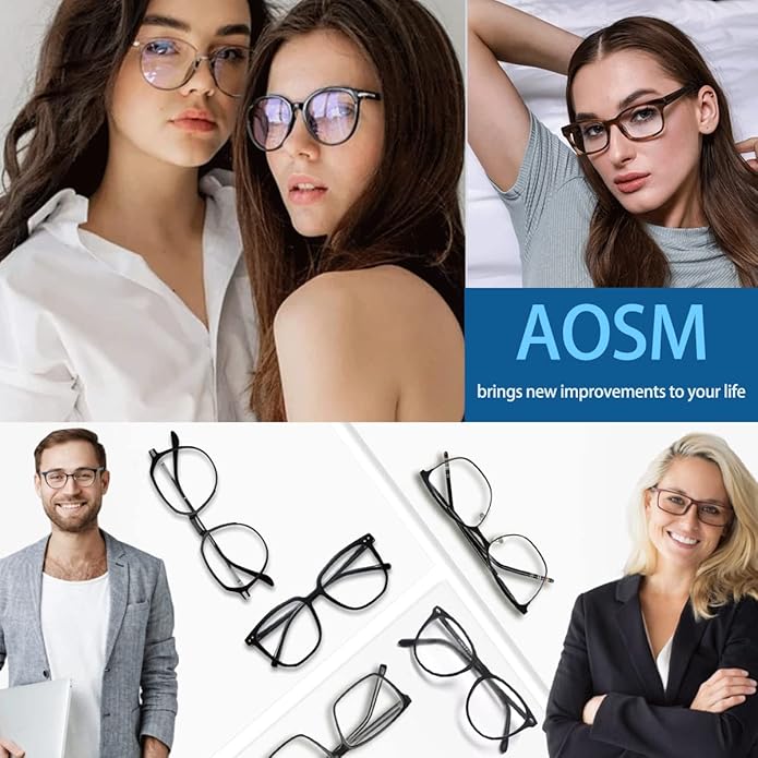 AOSM Blue Light Glasses for Men & Women,Gaming glasses Anti-Glare UV400 Protection,Blue Light Blocking to Relieve Eye Strain