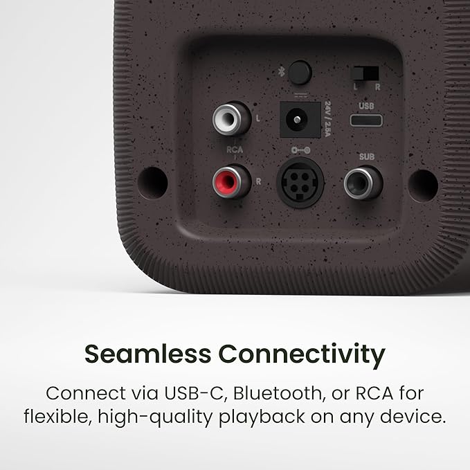 Kanto UKI 100 W Active Desktop Computer Speakers with Bluetooth and USB-C | Intelligent Sub Integration | Headphone Out | Pair | Chalk