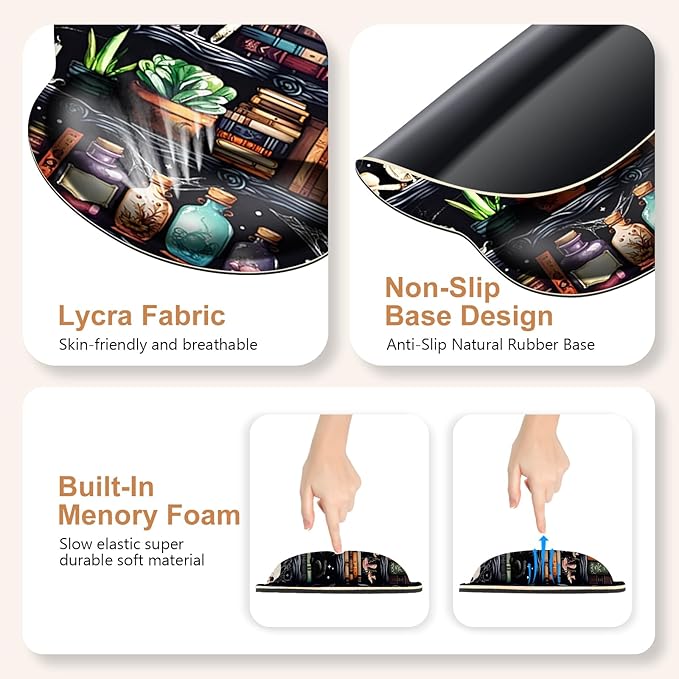 Forest Library Books Mouse Pad, XXL Large Desk Mat Extended Nature Aesthetic Deskpad, 4 PCS Non-Slip Rubber Base Computer Mouse Pads for Work, Game, Office, Home Decor Gift I Magic Plants Bottles