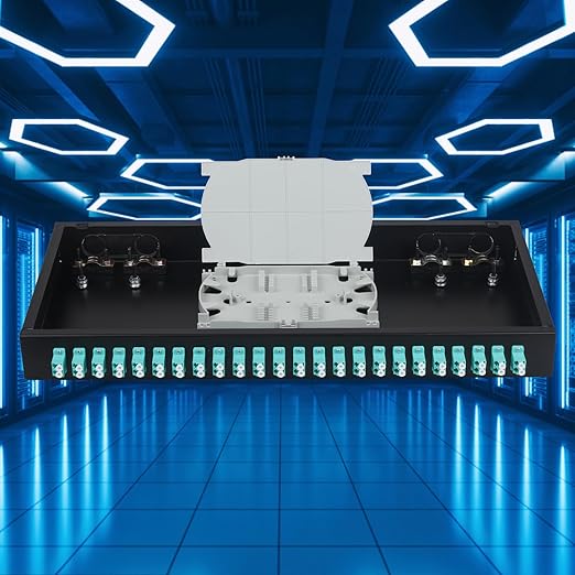 LC-MM 24 Duplex 48 Port Rack Mount Enclosure Box with Splice Tray Multimode LC-OM3 Kit (Includes 1.2 Meter Pigtail and 24PC Coupler)