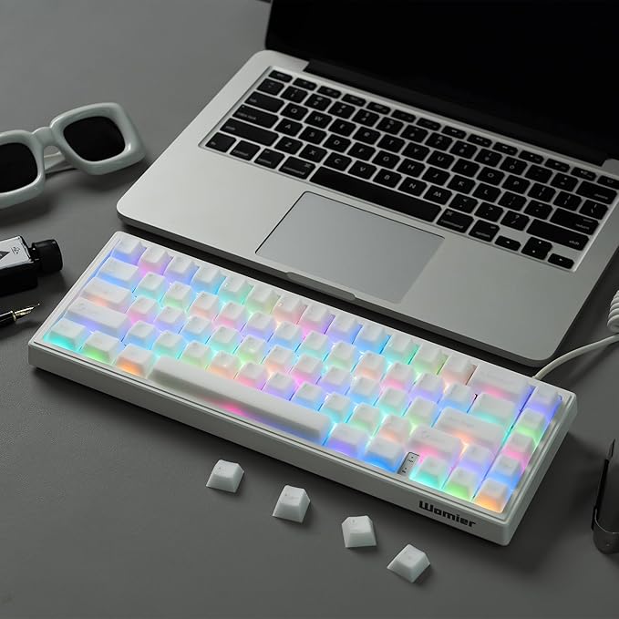 dagaladoo White Jade keycap 121-key Double Shot pbt keycaps Translucent keycaps Ceramic Cherry Profile Creamy Custom Keycap Set for 60%/65%/75%/TKL/96%/100% US Layout Mechanical Keyboard