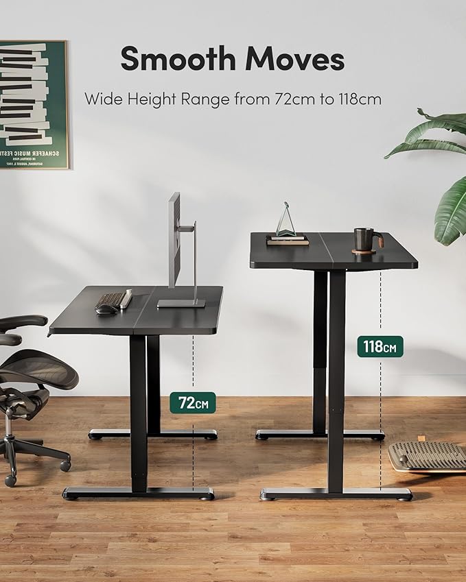 FEZIBO Electric Standing Desk Adjustable Height, 60 x 24 Inch Sit and Stand Desk, Home Office Desk, Ergonomic Workstation Computer Desk, Black