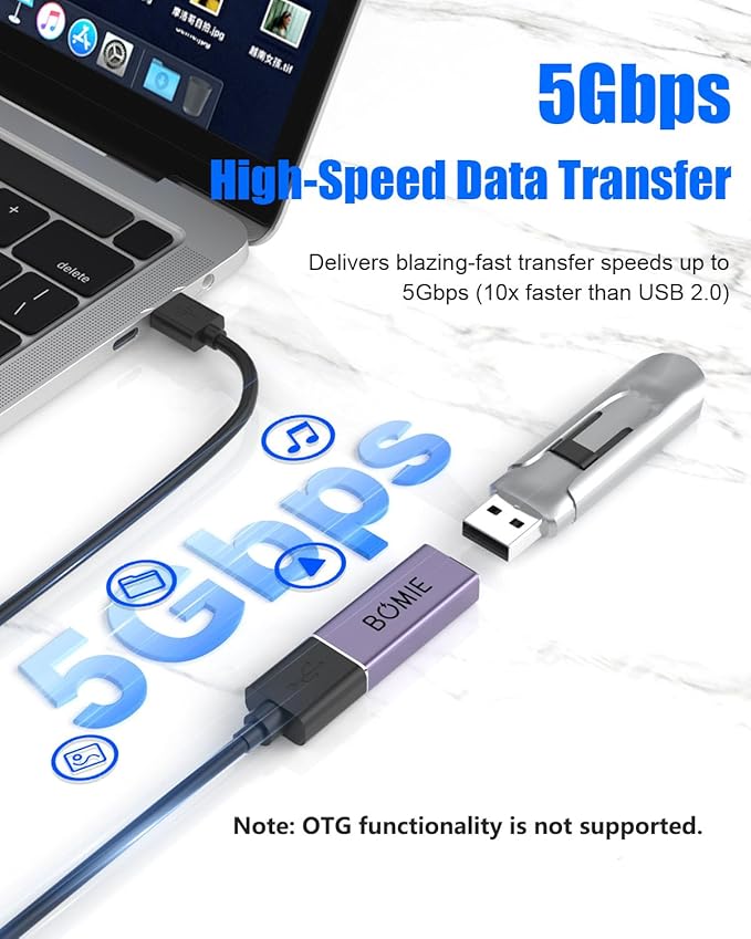 BOMIE USB Female to Female Adapter 2 Pack, USB 3.0 Type-A Female to Female Extension Adapter Connector, 5Gbps Data Transfer and Charging for Connecting Extension Two USB-A Male Ends Cable Purple