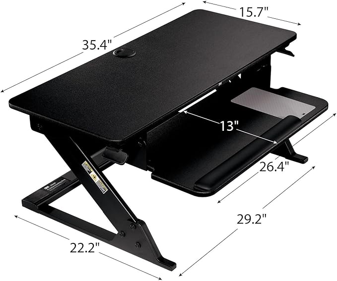 3M Precision Standing Desk Converter, Sit to Stand Ergonomic Work Station, Height Adjustable Desktop Riser, Black