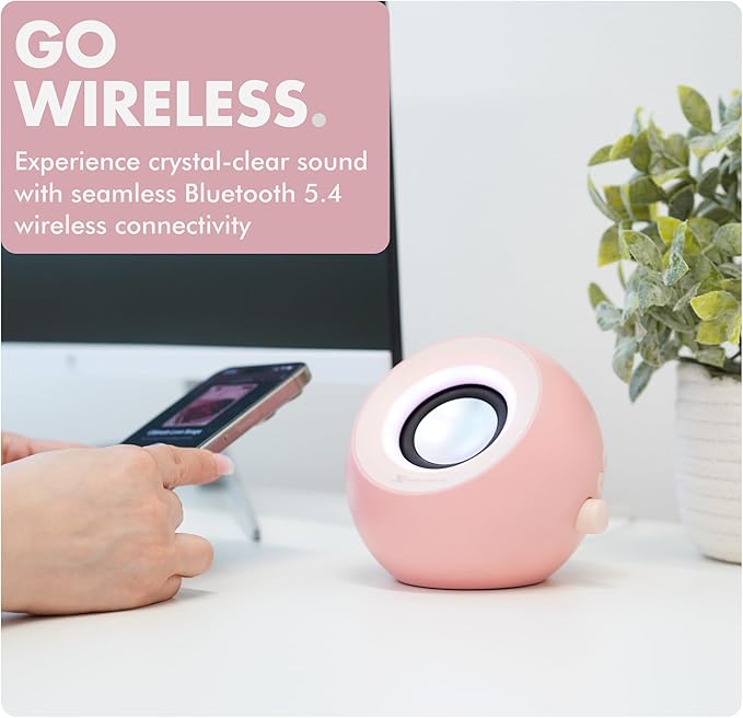 X9 Performance Pink Computer Speakers for Desktop PC with RGB Lighting, Bluetooth, USB, and AUX - Triple Mode Connection, Dual 2.25" Drivers for Work and Play, Bluetooth Desktop Speakers for PC - Pink